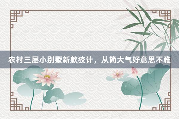 农村三层小别墅新款狡计，从简大气好意思不雅